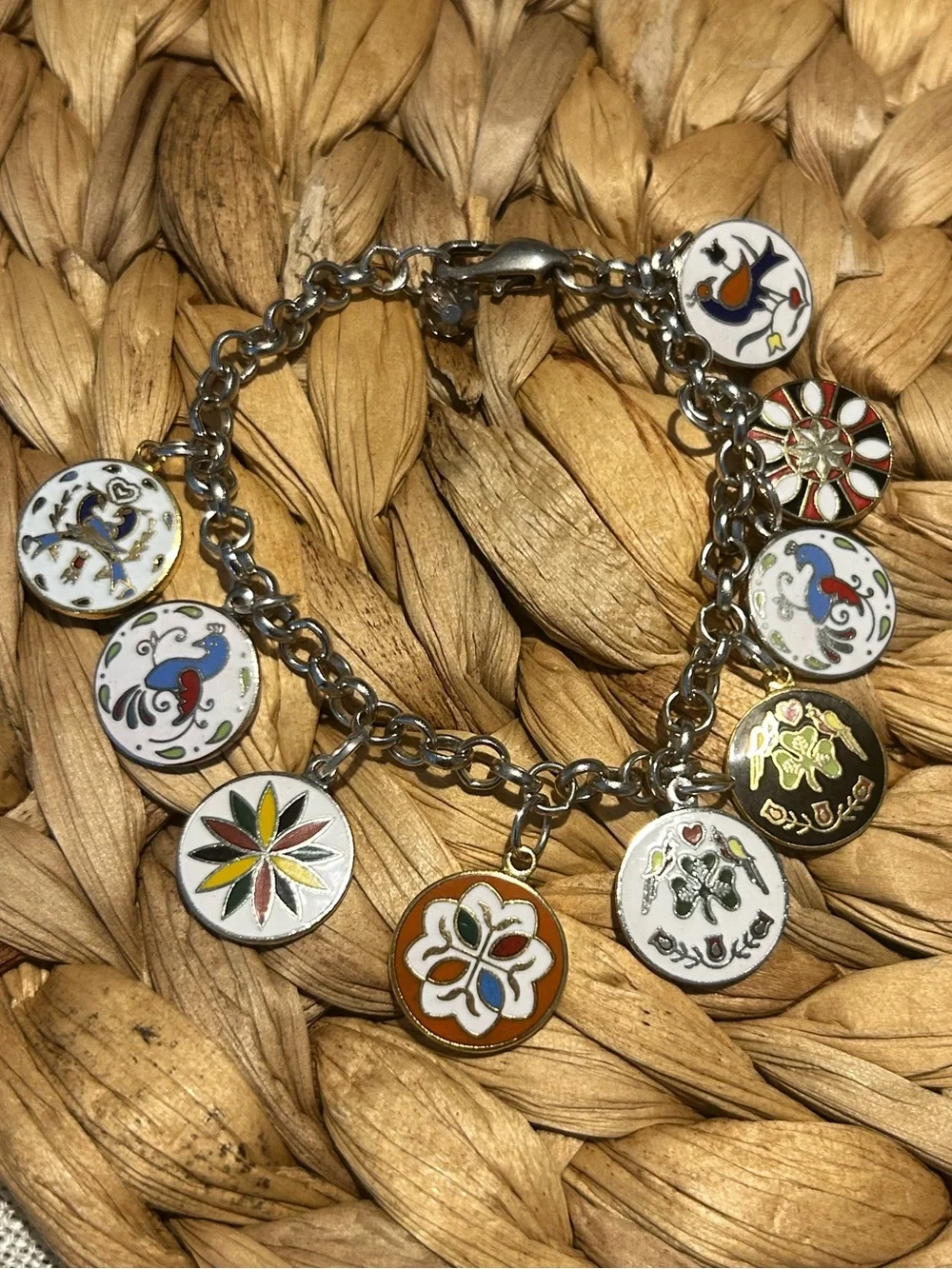 Vintage Deadstock Hoffman PA Dutch Enamel Hex Sign Charm Bracelet/Charms Rare